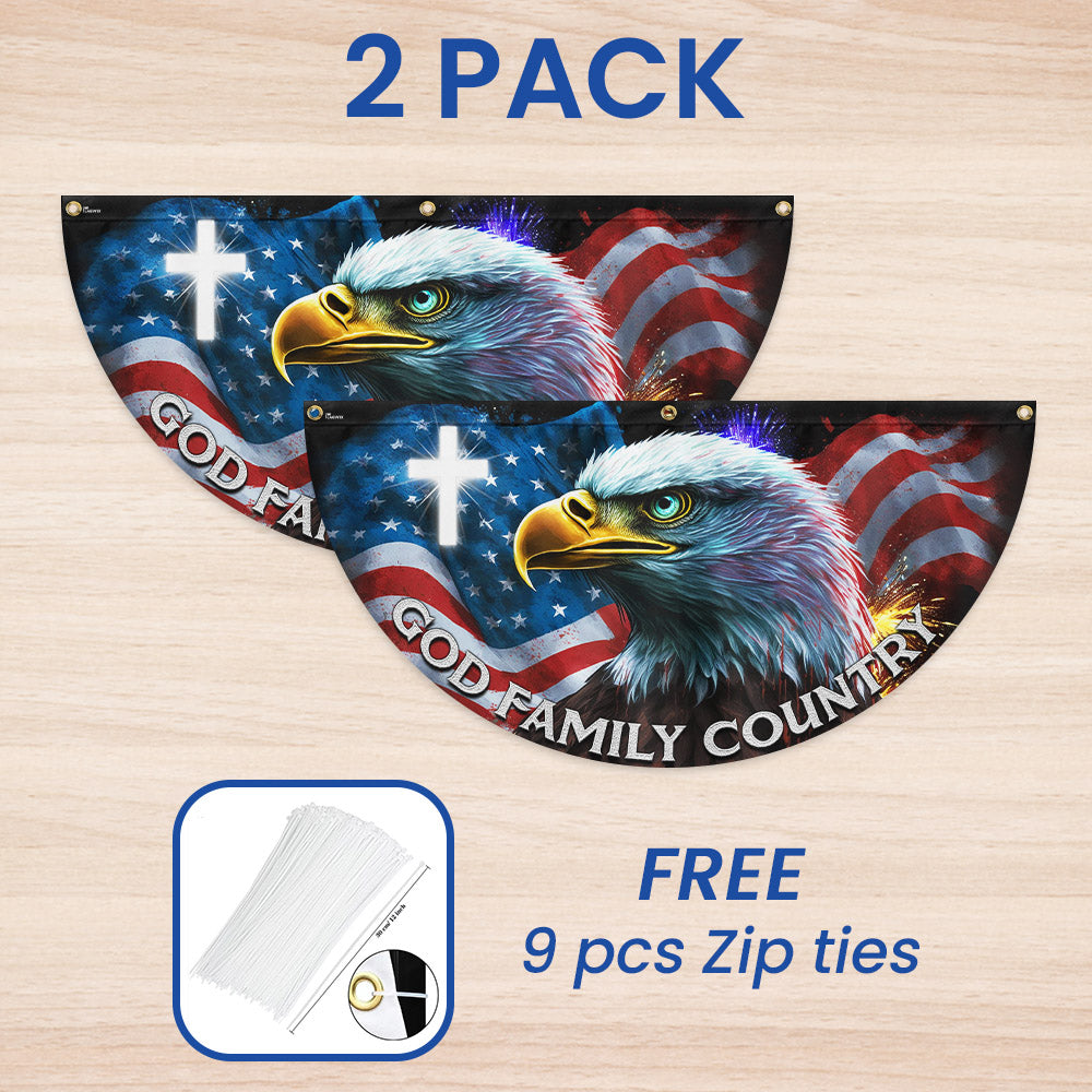 Patriotic Eagle God Family Country Non-Pleated Fan Flag MLN3339FL