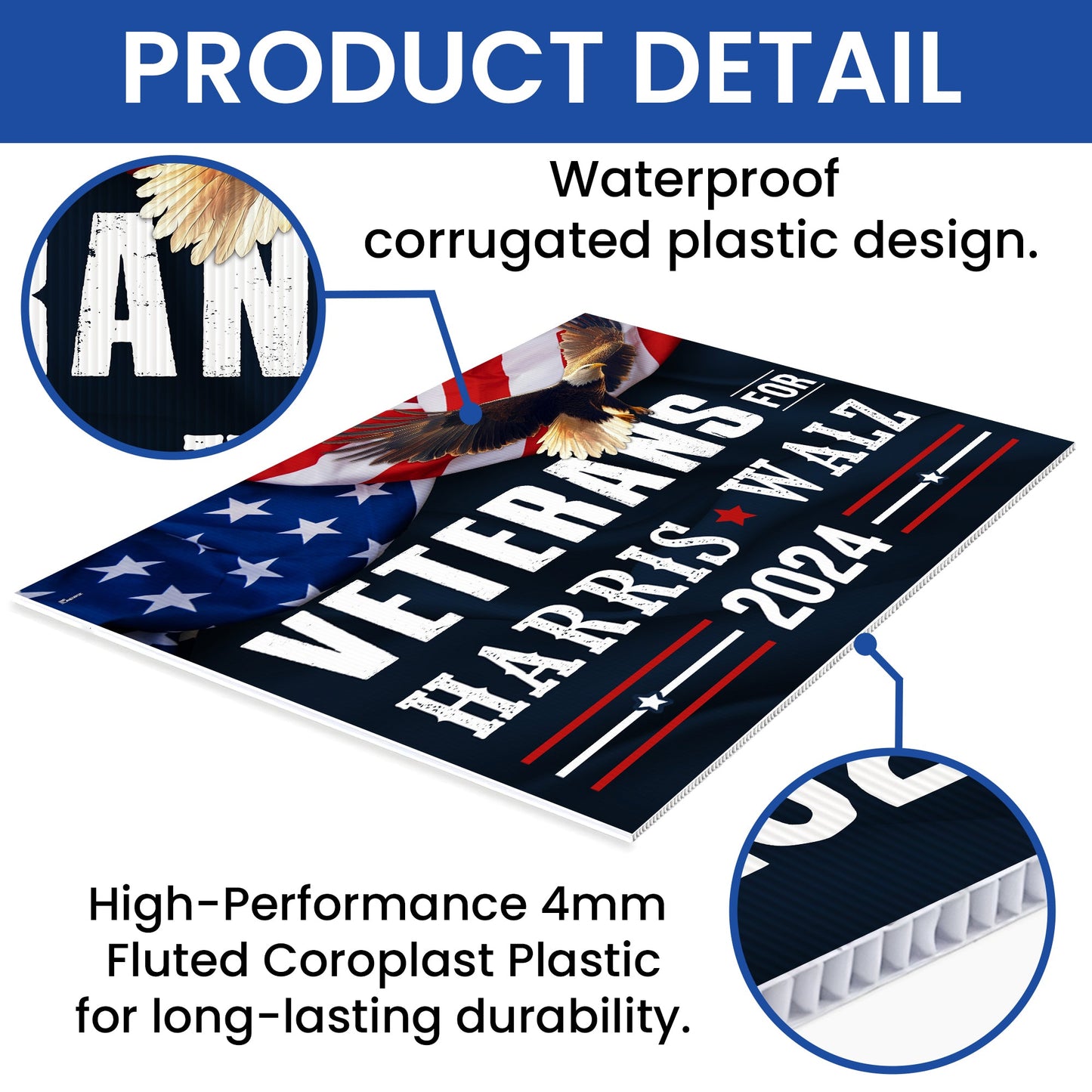 Veterans for Harris Walz 2024 Election Yard Sign MLN3928YS