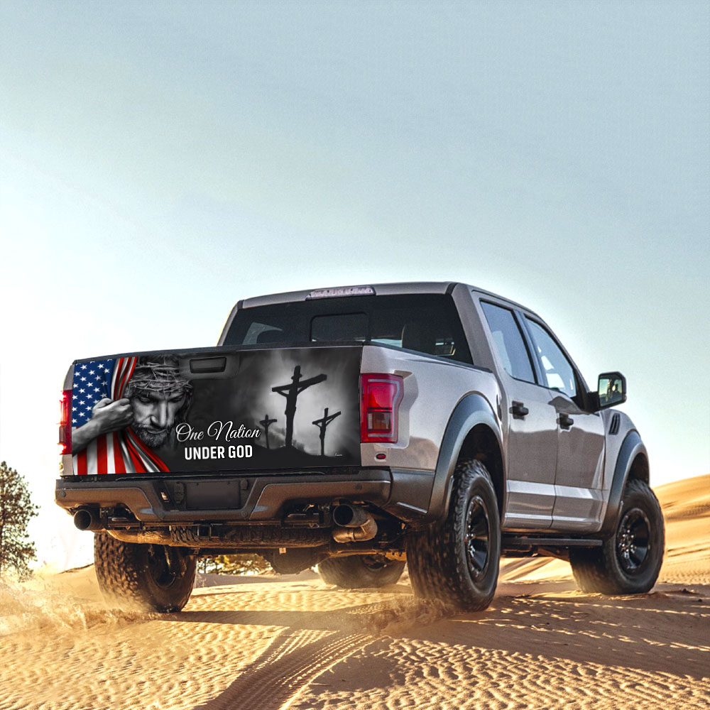 Jesus Sticker One Nation Under God American Patriot Truck Tailgate Decal Sticker Wrap TRL06TDv5