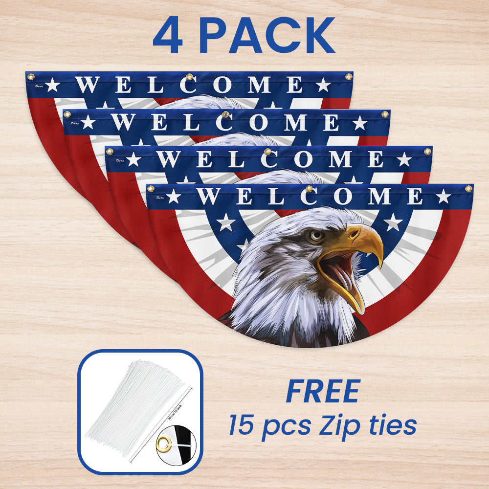 Flagwix American Flag - Patriotic Eagle Welcome American Non-Pleated Fan Flag MLN3138FL