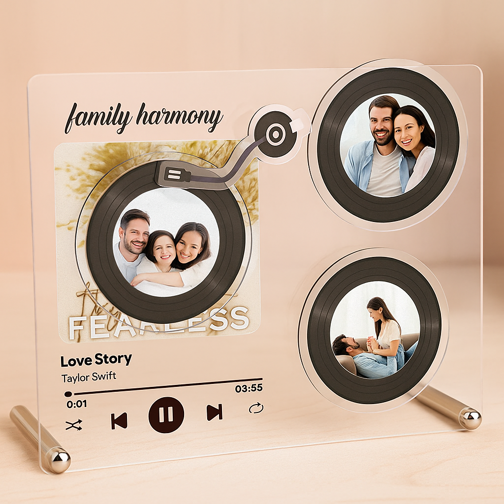 💽Personalized Rotating Vinyl Record Plaque – Custom Song & Photo Acrylic Gift🎁