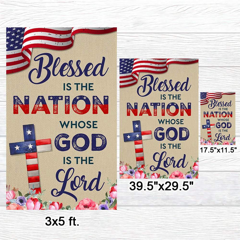 Flagwix American Flag - Blessed Is The Nation Whose God Is The Lord Patriotic American Flag MLN1376F