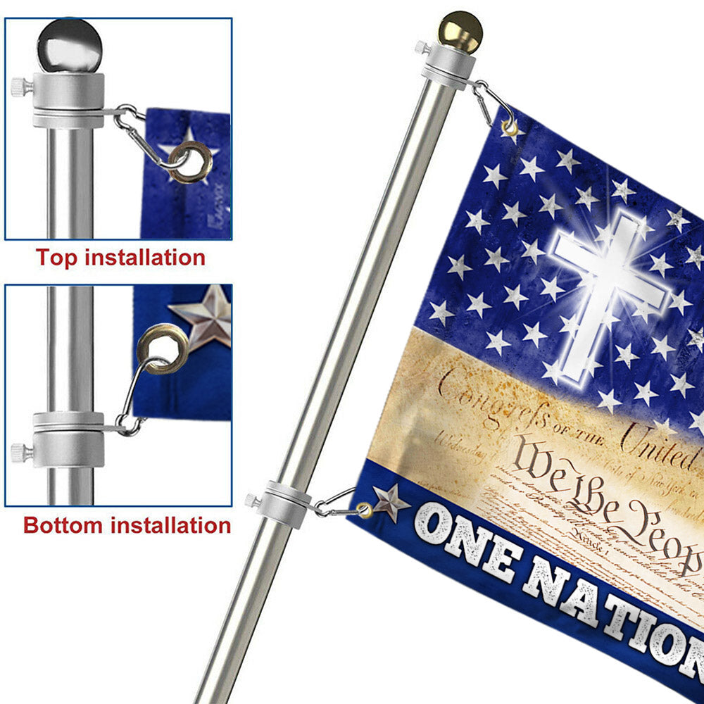 One Nation Under God, Christian Cross American Eagle Grommet Flag TPT165GF