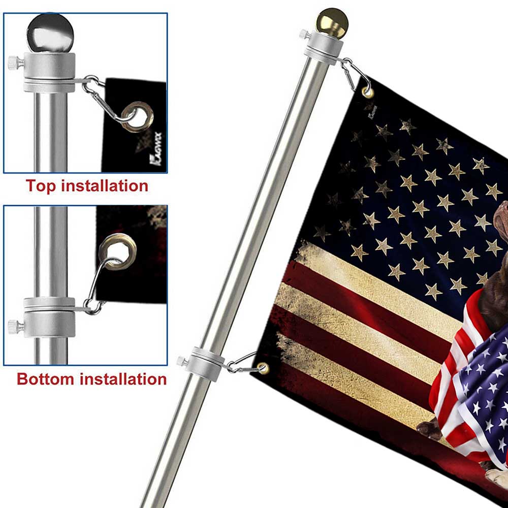 Chocolate Labrador And Yellow Labrador Retrievers Patriotic American Flag Wrapped in Glory TPT1265GF