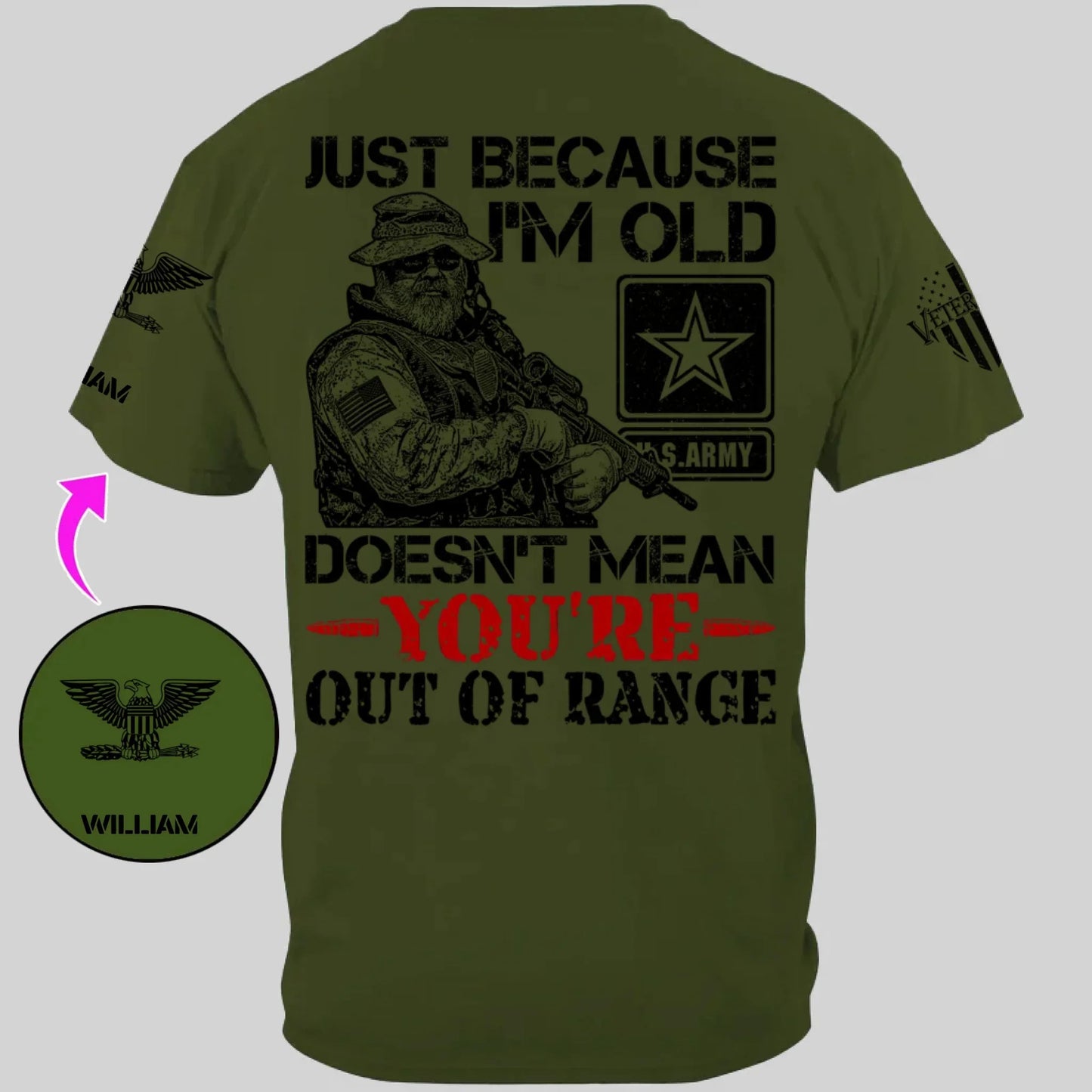 Customized Veterans T-shirt - Personalized Military Branch, Rank and Name Veteran Themed Apparel - A Gift For Husband,Family,Veteran