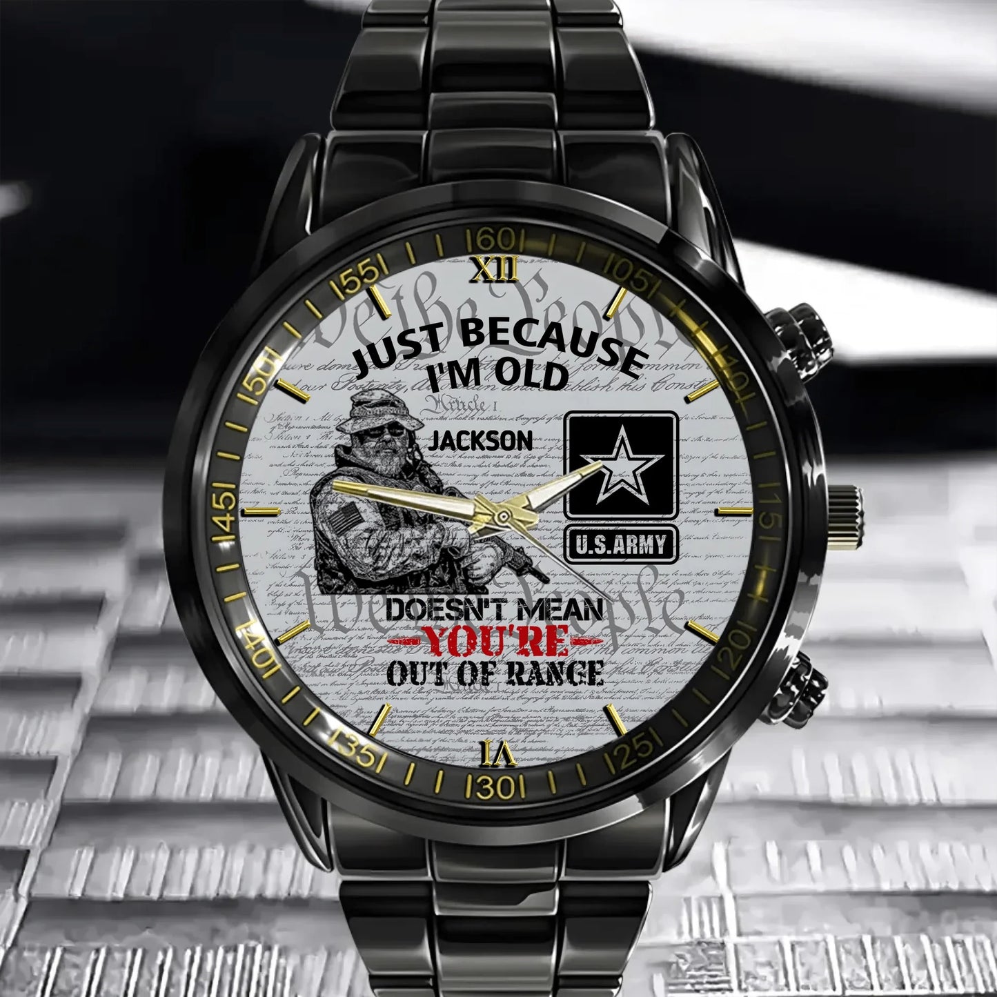 Customized Veterans Watch - Personalized Military Branch, Rank and Name Veteran Themed Timepiece - A Gift For Family, Veteran