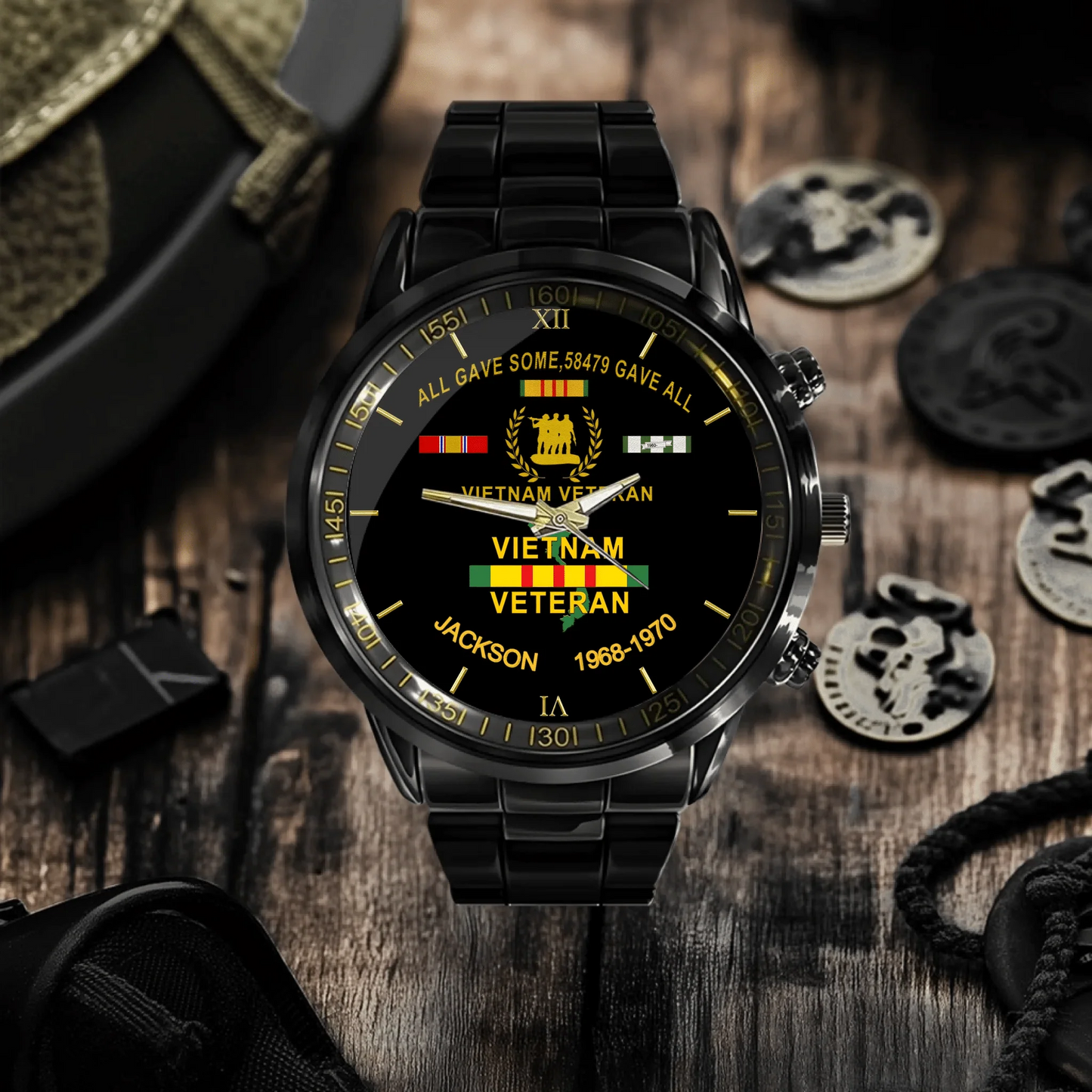 Customized Watch for Vietnam Veterans - Personalize with Name and Year/Period