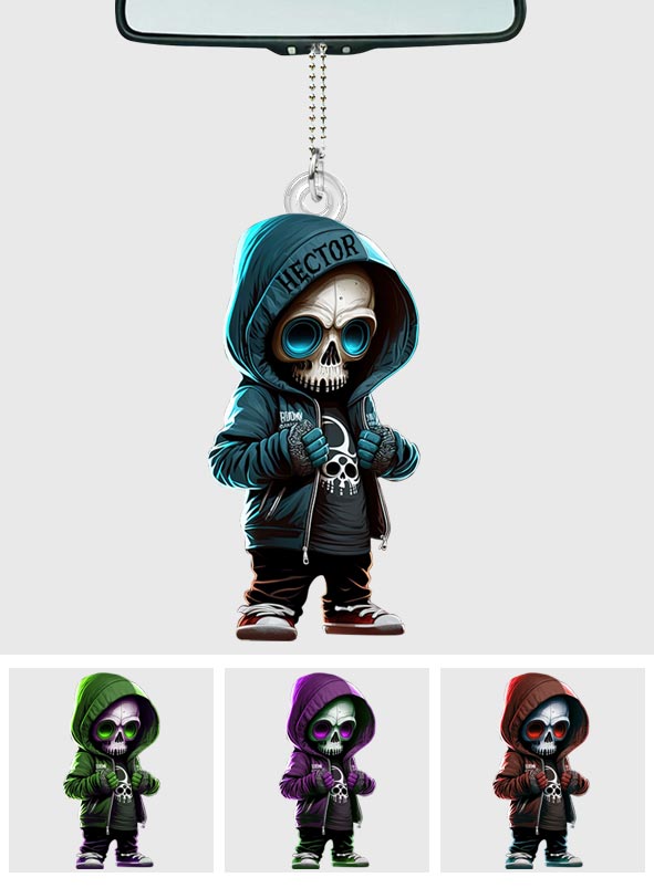Stylish Skeleton - Personalized Skull Custom Shaped Car Ornament