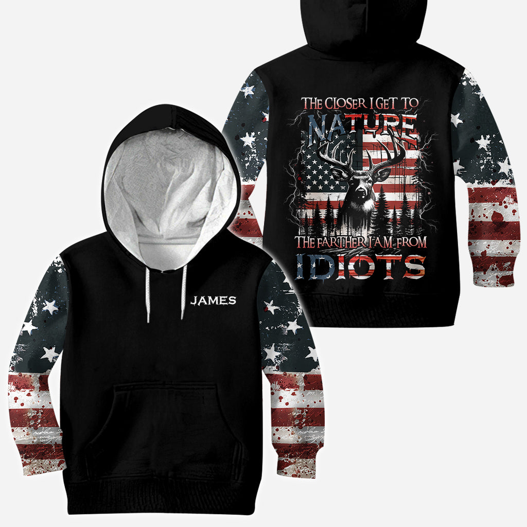 The Closer I Get To Nature The Father I Am From Idiots - Personalized Hunting All Over Shirt