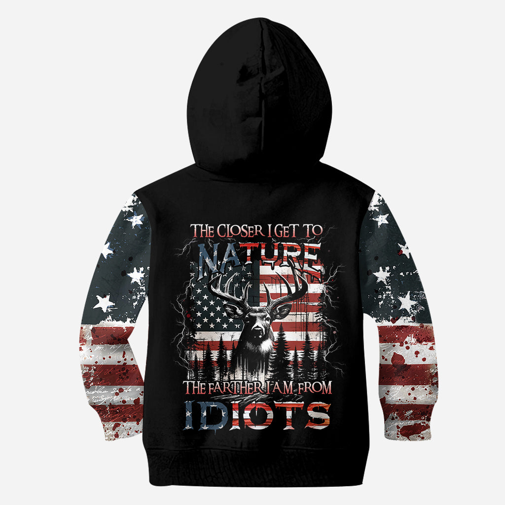 The Closer I Get To Nature The Father I Am From Idiots - Personalized Hunting All Over Shirt