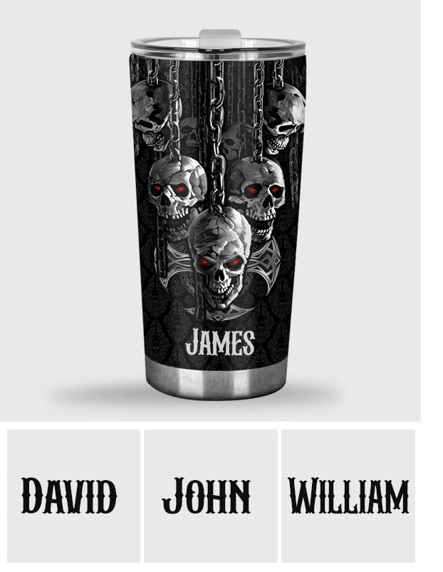 Smoky Black Skeletion - Personalized Skull Tumbler