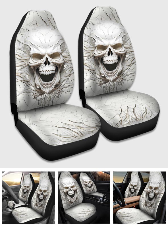 White Skull 3D Version - Skull Seat Covers