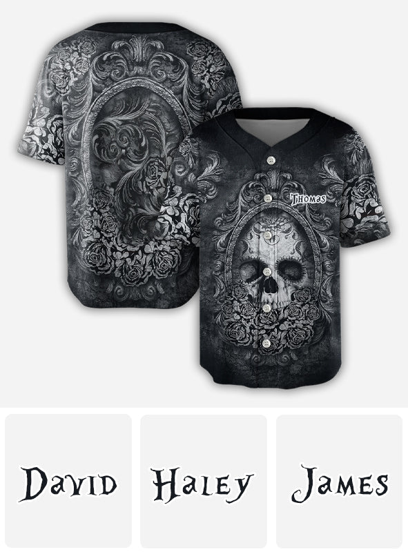 Black Skull - Personalized Skull Baseball Jersey