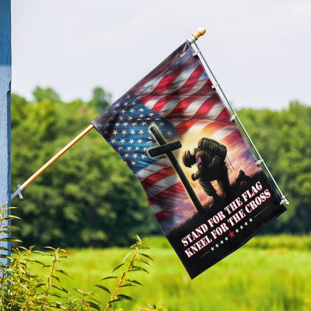 FLAGWIX Veteran Kneeling Christ Cross Stand For The Flag Kneel For The Cross Flag MLN2354F