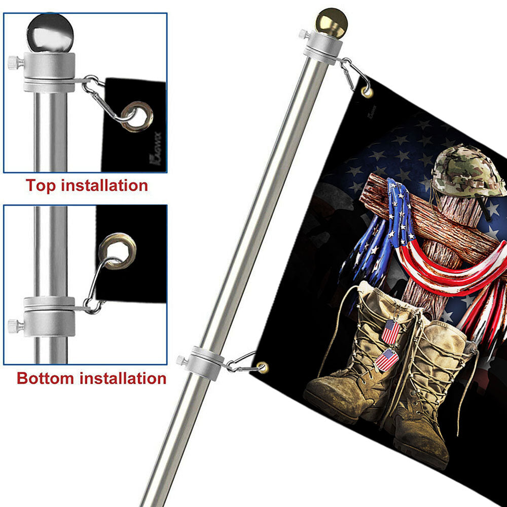 U.S. Veteran Day Grommet Flag Jesus Christ And The American Soldier TQN1013GF