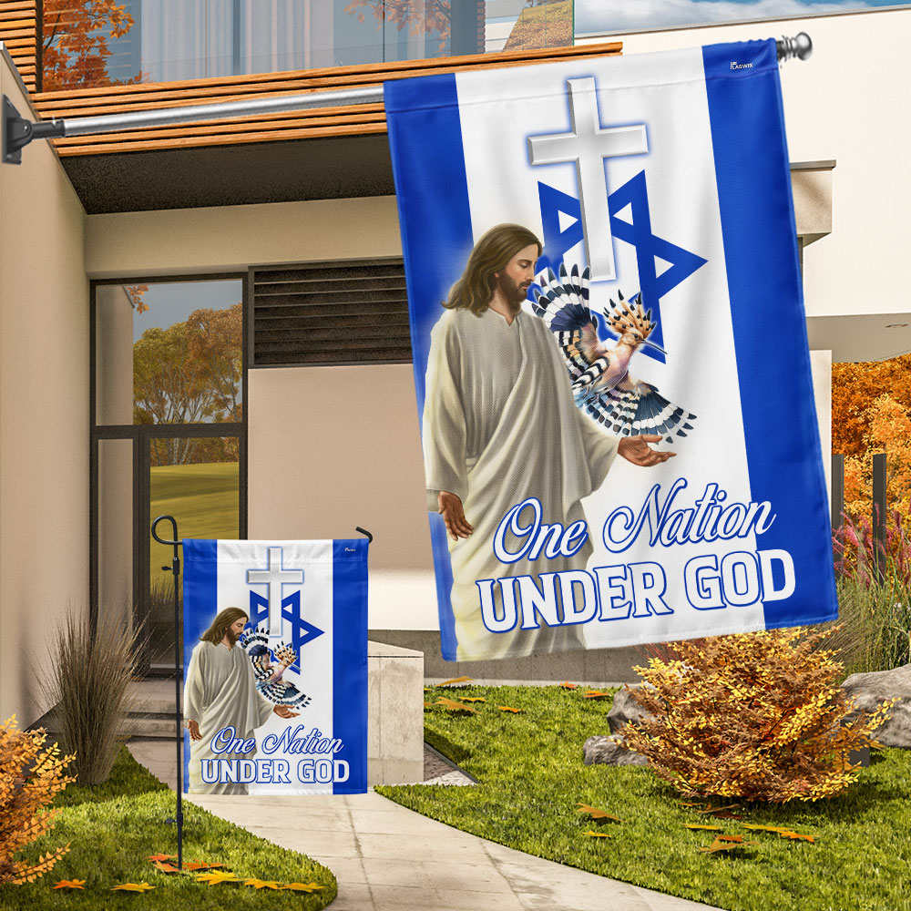 One Nation Under God Israel Jesus Christ Hoopoes Bird Flag MLN2061F