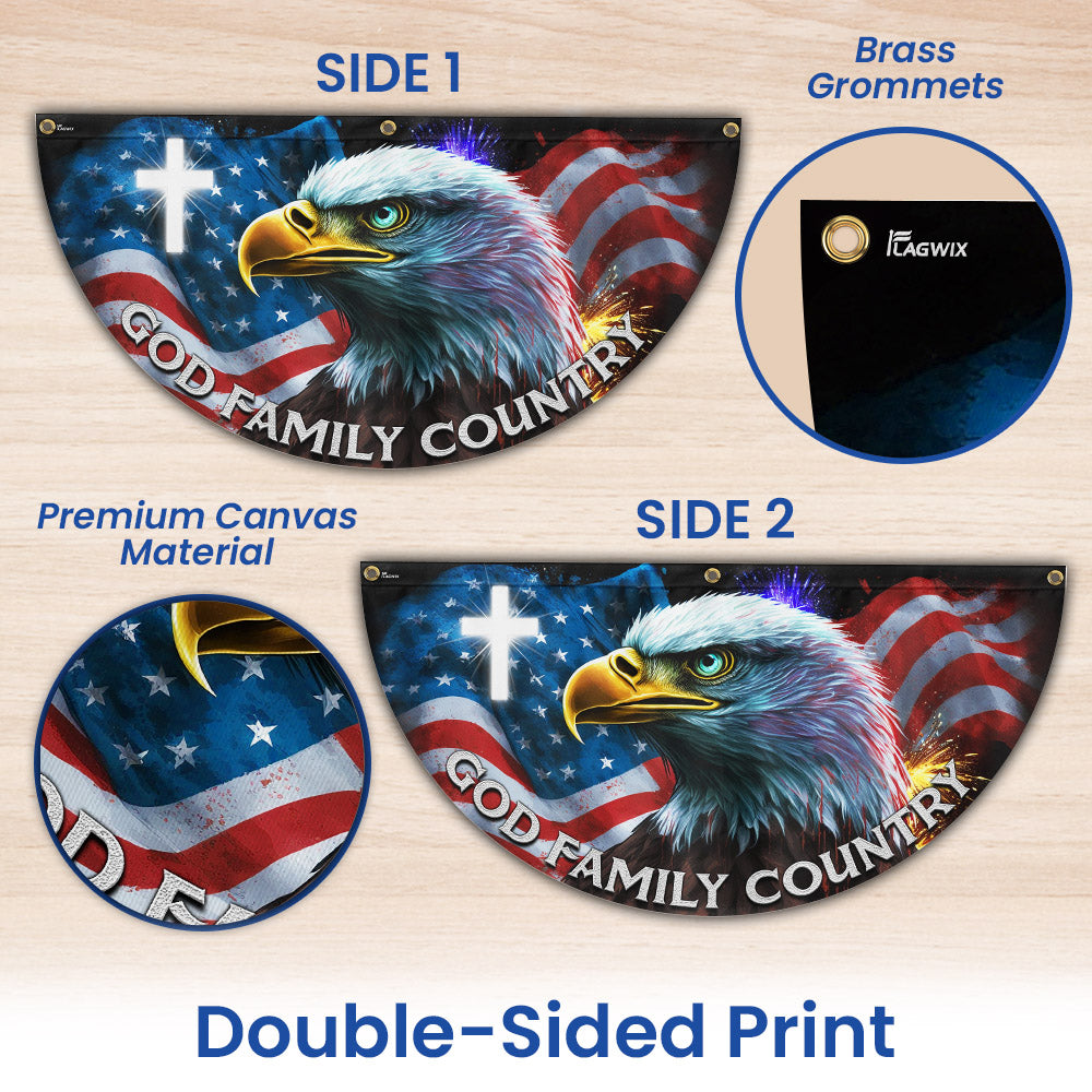 Patriotic Eagle God Family Country Non-Pleated Fan Flag MLN3339FL