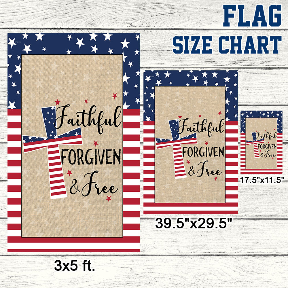 Flagwix American Flag - American Patriotic Cross Faithful Forgiven and Free Flag MLN904F