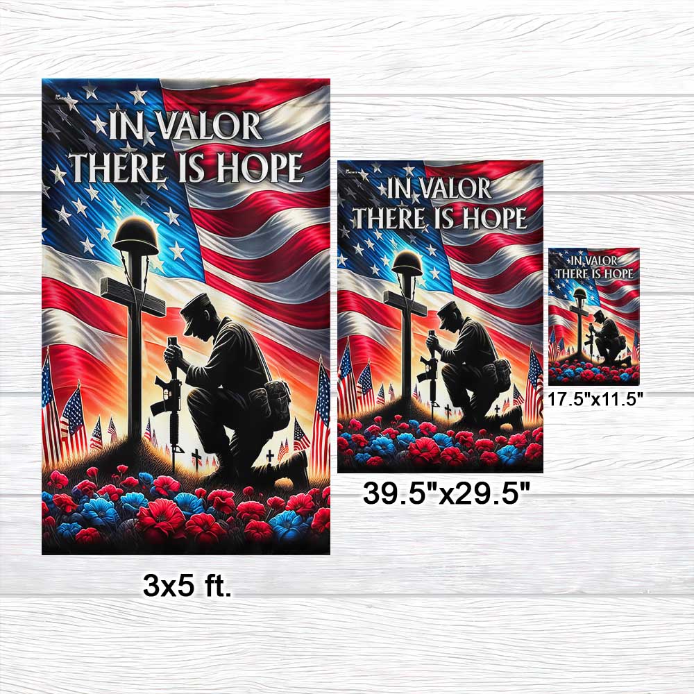FLAGWIX Veteran Memorial Day Kneeling Solder Cross In Valor There Is Hope Flag MLN2606F