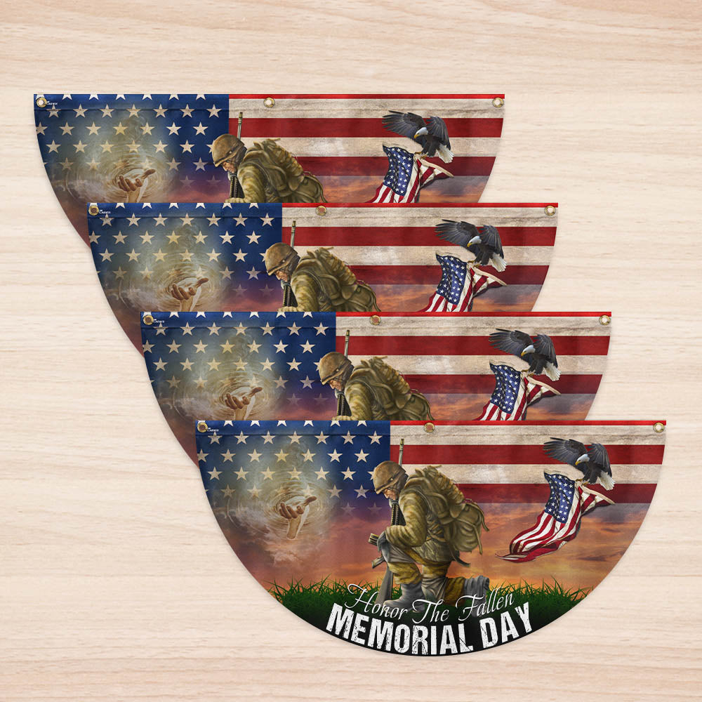 Memorial Day Honor The Fallen American Veteran Eagle Non-Pleated Fan Flag MLN5544TTH