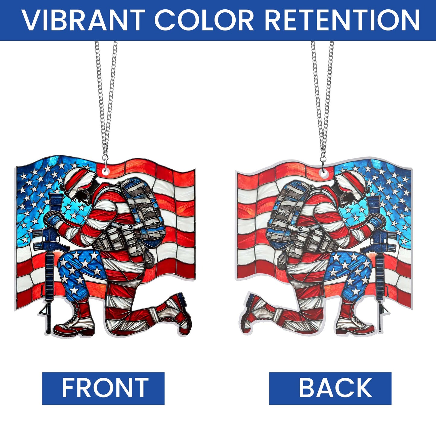 Veterans Days Thank You Veterans Soldier Kneeling Suncatcher Acrylic Hanging TQN3846AS