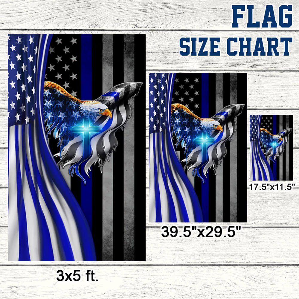 The Thin Blue Line Eagle With Christian Cross American Flag TPT930F