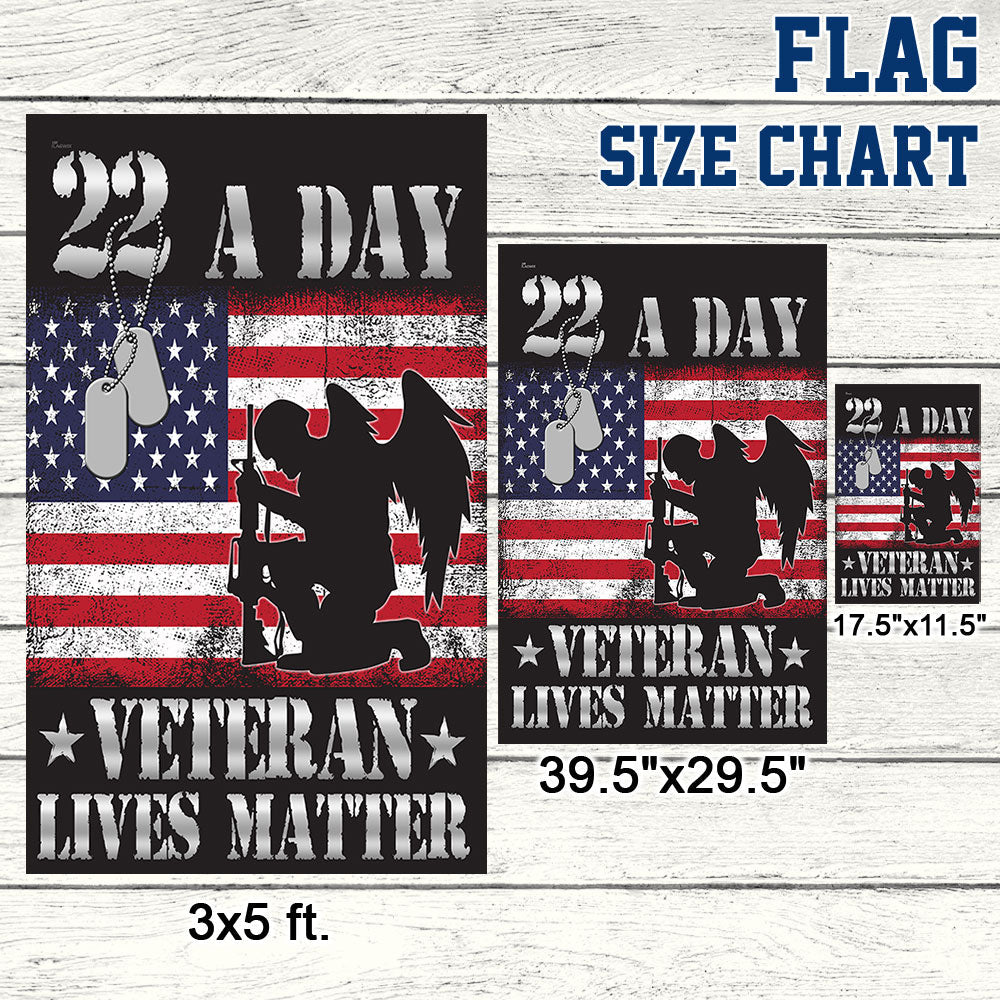 22 A Day Veterans Flag Veteran Lives Matter Suicide Awareness TQN496F