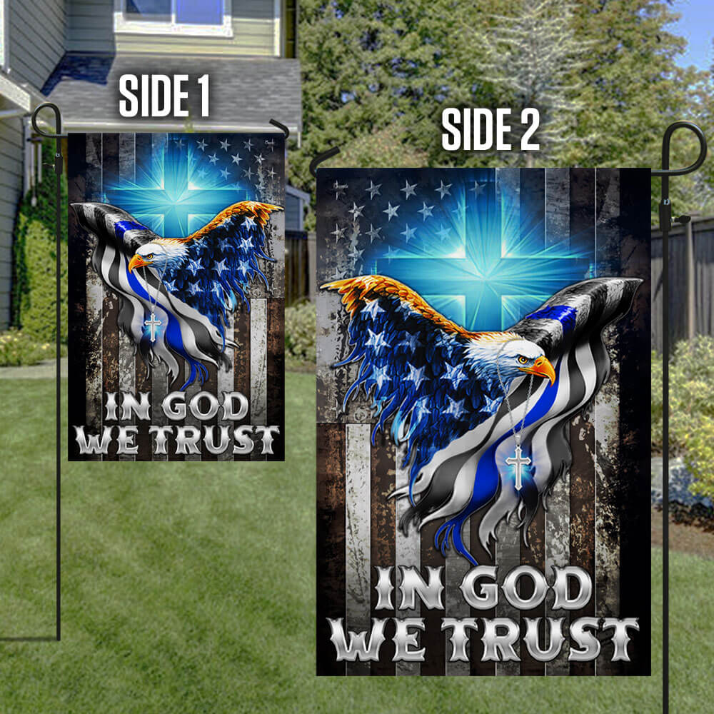 Flagwix American Flag - In God We Trust Christian Cross, American Eagle, The Thin Blue Line Flag TPT94F