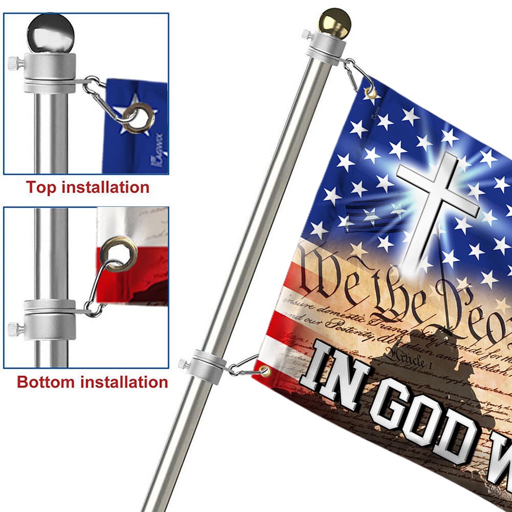 In God We Trust, We The People, Christian Cross American Eagle Flag TPT107GF