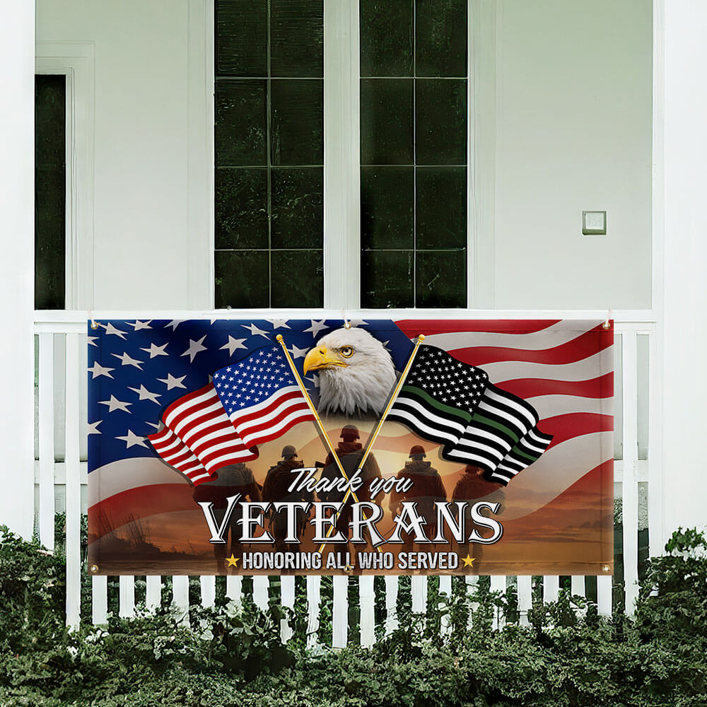 Veterans Day Thank You Veterans, American Eagle Memorial Veteran Fence Banner TPT1643FB