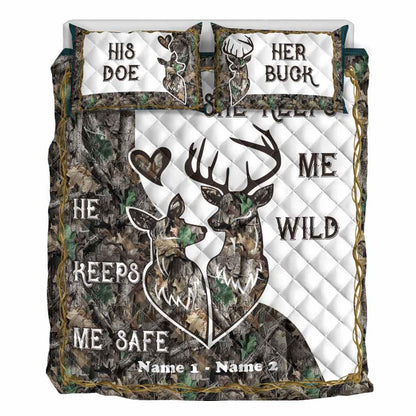 Hunting Couple - Personalized Quilt Set 1220