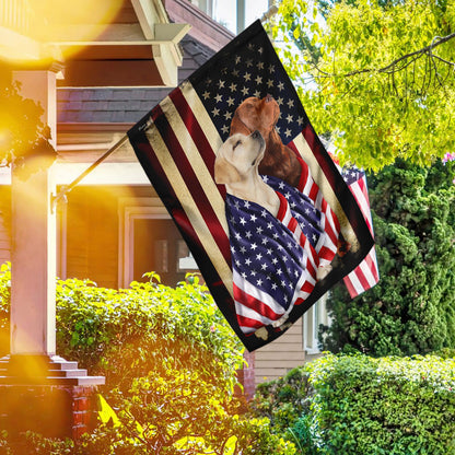 Yellow And Red Fox Labrador Retriever Flag FLAGWIX  ™ American Patriot Flag Wrapped in Glory