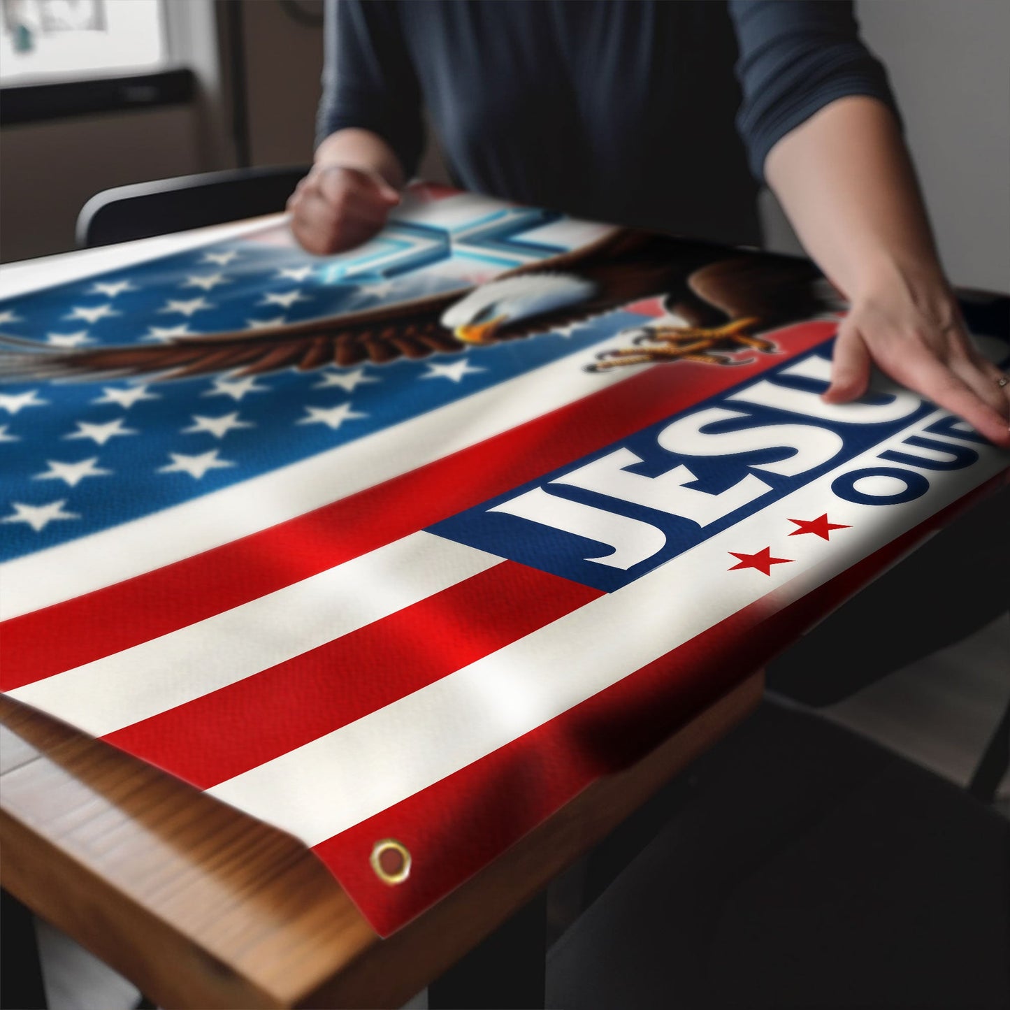 Jesus Our Hope American Eagle Grommet Flag PTL01GF