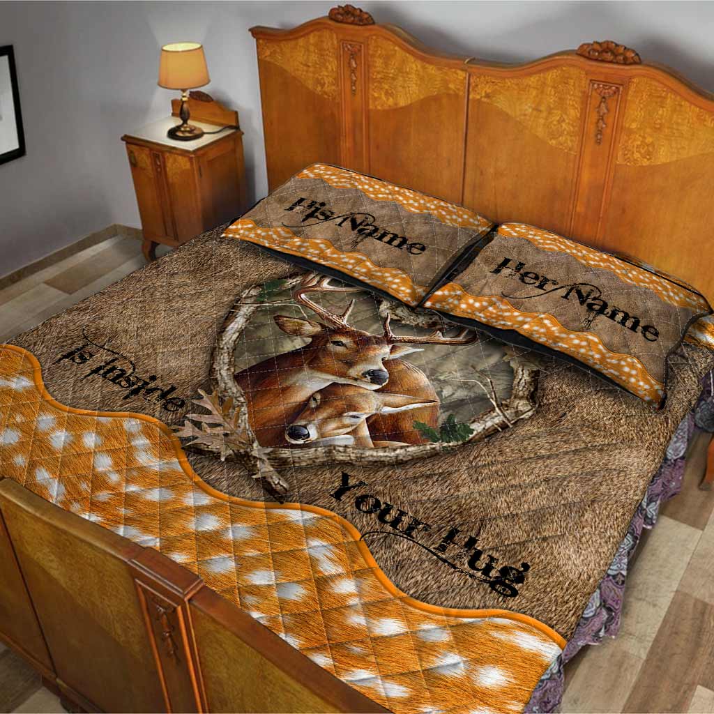 My Favourite Place Is Inside Your Hug - Personalized Couple Hunting Quilt Set With 3D Pattern Print