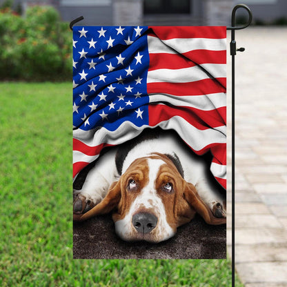 Basset Hound. American Patriot Flag