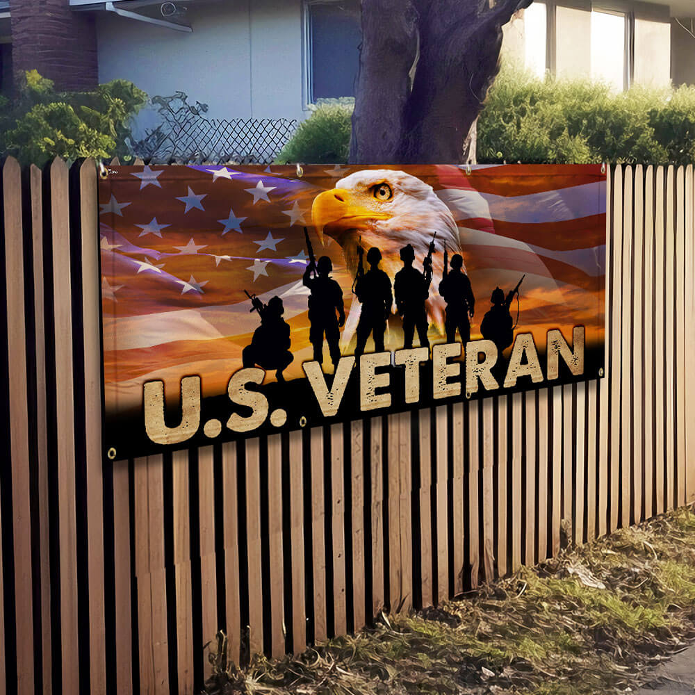 U.S. Veteran Military Fence Banner TQN2655FB