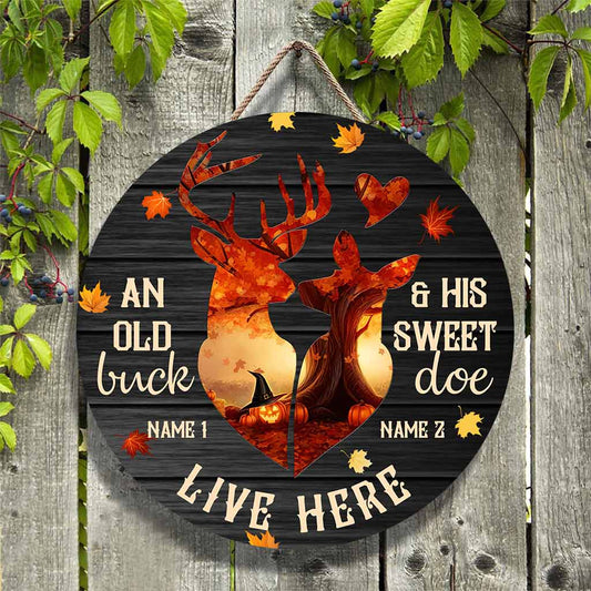An Old Buck - Hunting  Personalized  Round Wood Sign