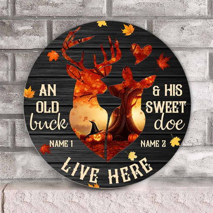 An Old Buck - Hunting  Personalized  Round Wood Sign