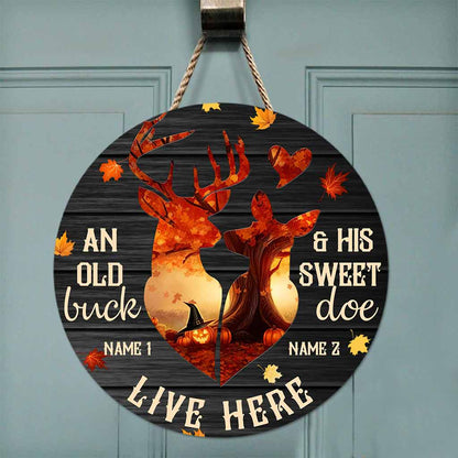 An Old Buck - Hunting  Personalized  Round Wood Sign