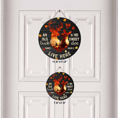 An Old Buck - Hunting  Personalized  Round Wood Sign