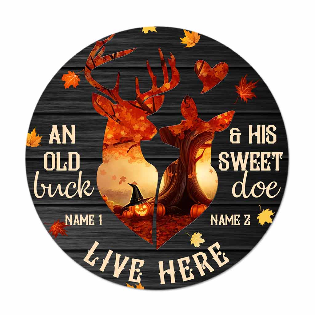 An Old Buck - Hunting  Personalized  Round Wood Sign