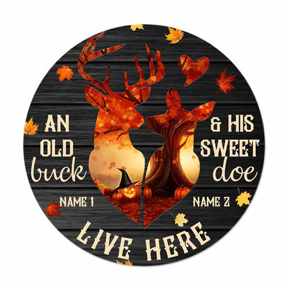 An Old Buck - Hunting  Personalized  Round Wood Sign