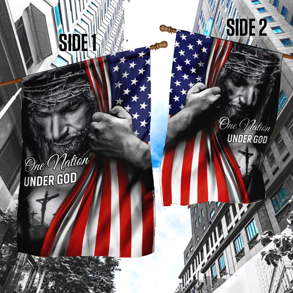 One Nation Under God Flag - Jesus Flag Gift for Faith-Based Patriotic Decor TRL06Fv5