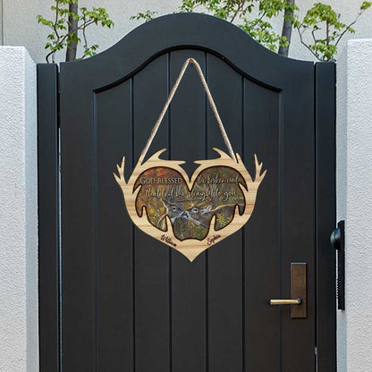 God Blessed The Broken Road - Personalized Christmas Hunting Wood Sign