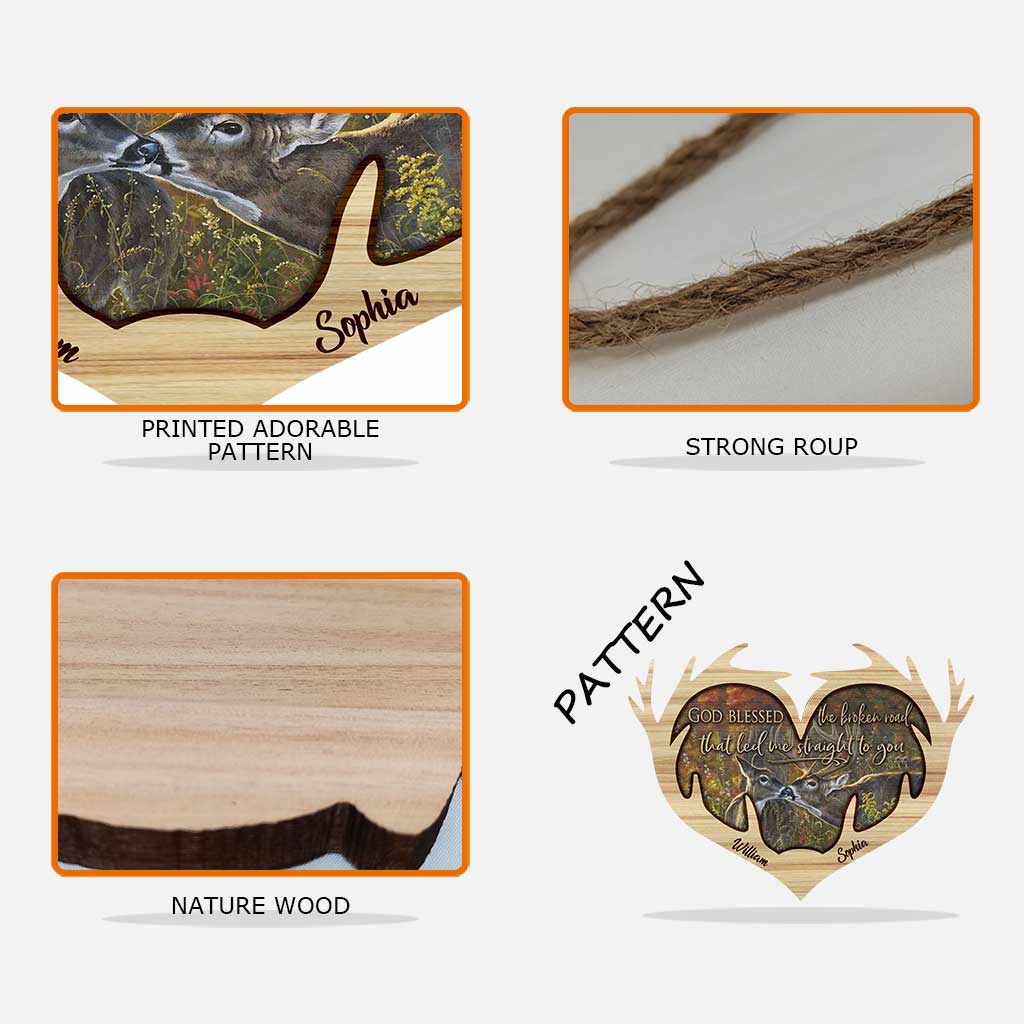 God Blessed The Broken Road - Personalized Christmas Hunting Wood Sign