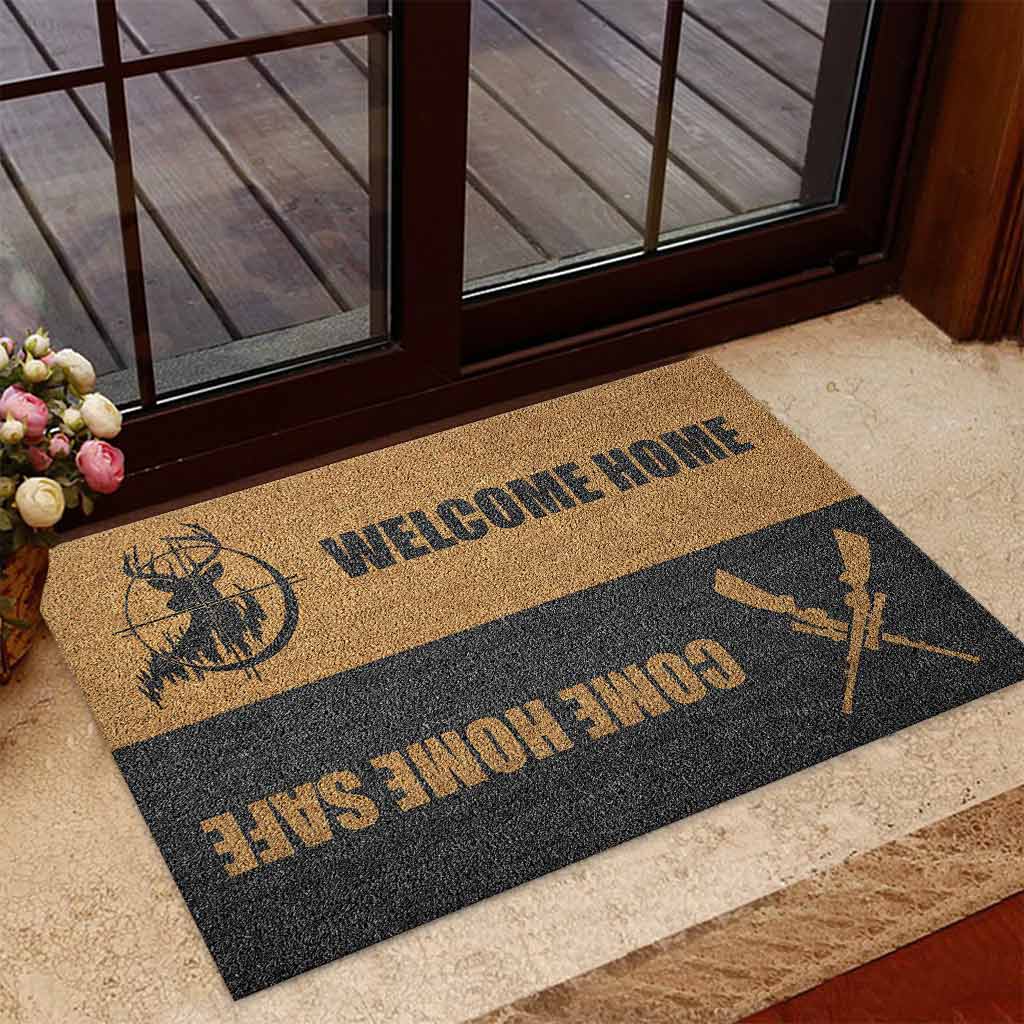 Come Home Safe- Hunting Coir Pattern Print Doormat