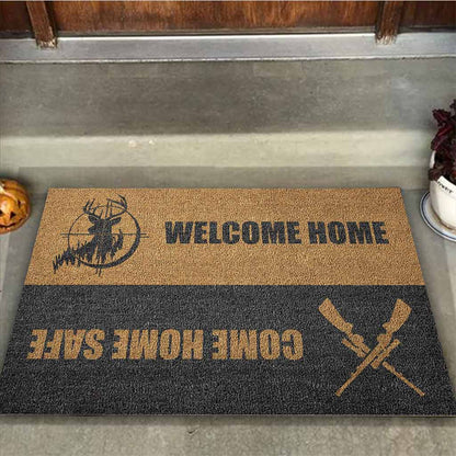 Come Home Safe- Hunting Coir Pattern Print Doormat