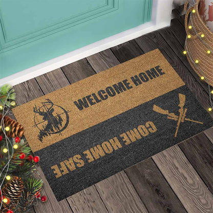 Come Home Safe- Hunting Coir Pattern Print Doormat