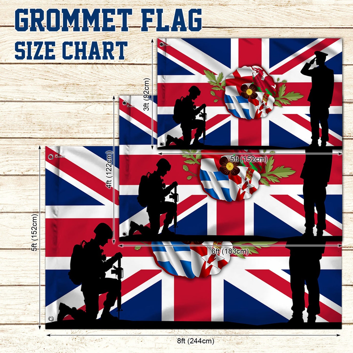 UK Armed Forces Day Veterans Day Grommet Flag PHB33PMN