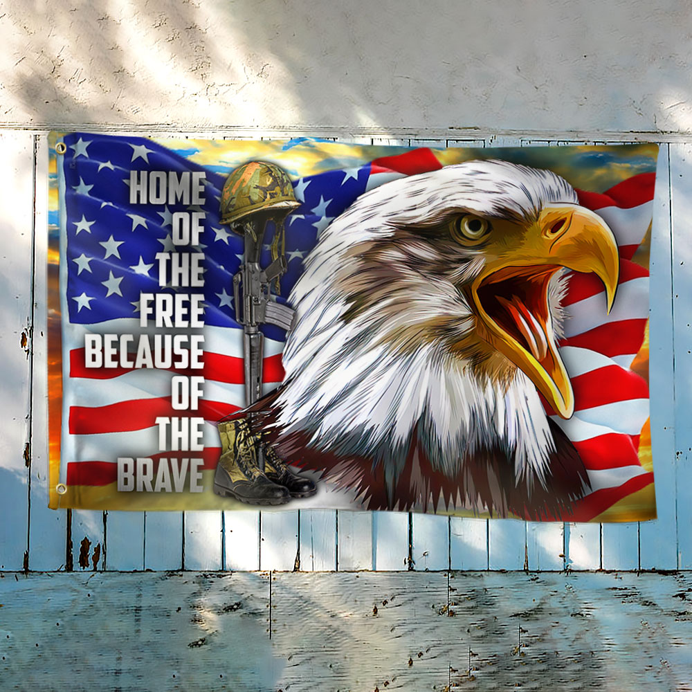 Eagle American Grommet Flag, Home Of The Free Because Of The Brave QNK1056GF